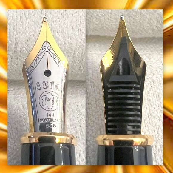 Mont Blanc Sterling Silver w/24K Gold Plate Fountain Pen + Ink Bottle! - Picture 7 of 16